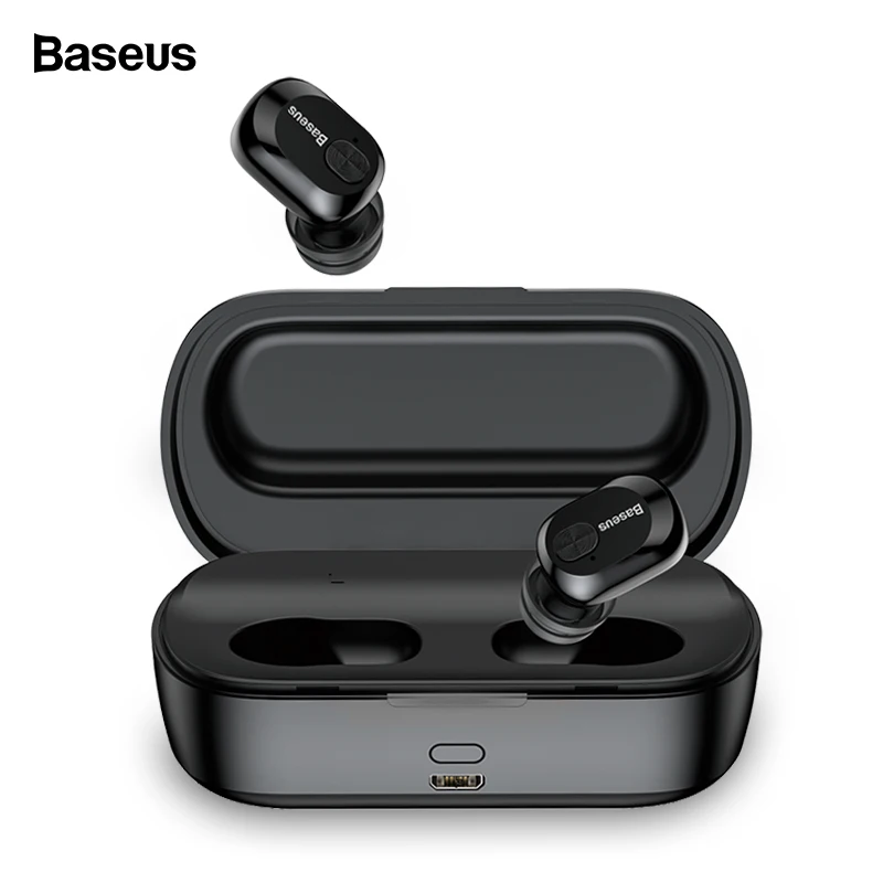 Baseus TWS 5,0 Bluetooth наушники беспроводные наушники настоящие Беспроводные наушники с микрофоном гарнитура-вкладыши для iPhone Xiaomi - Цвет: W01 Black