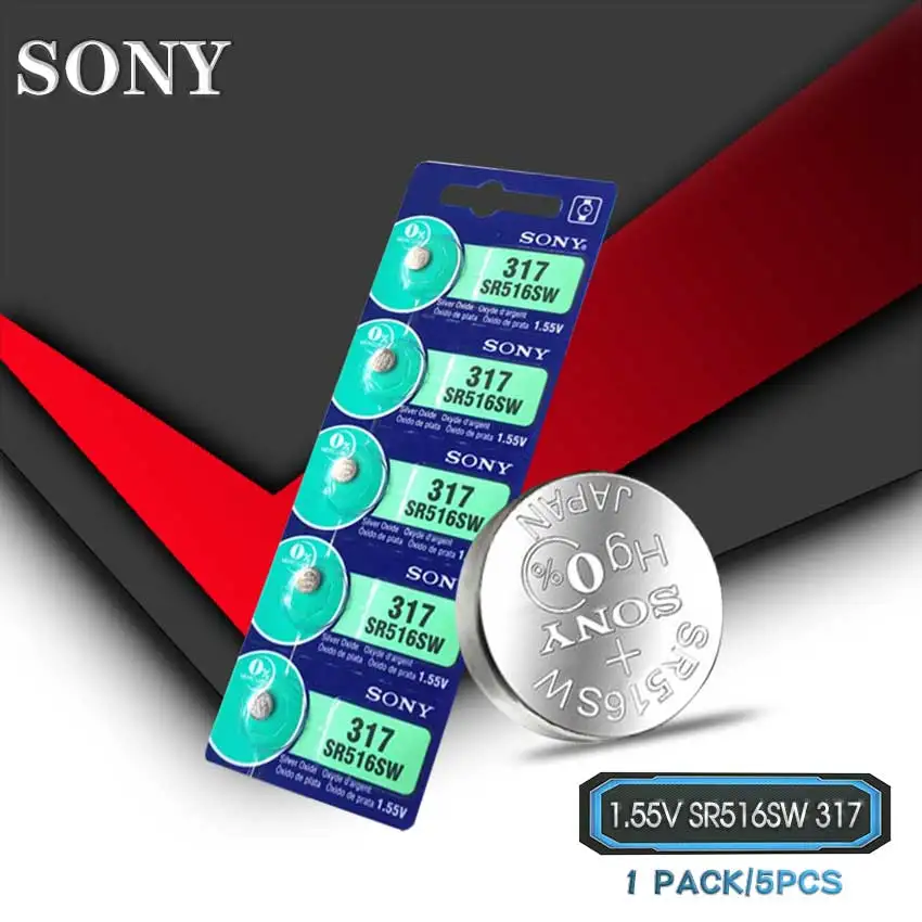 

5 шт./партия Sony 100% оригинальный 317 SR516SW SR62 D317 V317 1,55 в серебряный оксид часы батарея 317 SR516SW SR516 Сделано в Японии