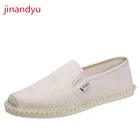 Туфли мужские льняные без шнуровки, дышащие классические кроссовки, лоферы, повседневная обувь для вождения, эспадрильи, лето