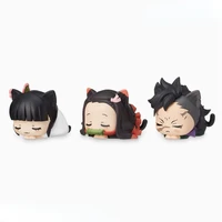 demon slayer shinazugawa sanemi tsuyuri kanawo kamado nezuko with cats ear cute action figure ornaments model toys