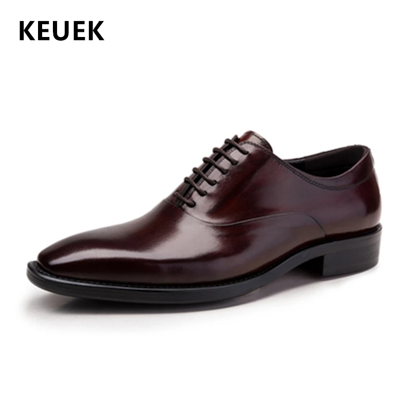 

Fashion Men Dress shoes Gneuine leather Luxury Office business shoes Spring Autumn Male Flats British style Oxford shoes 02C
