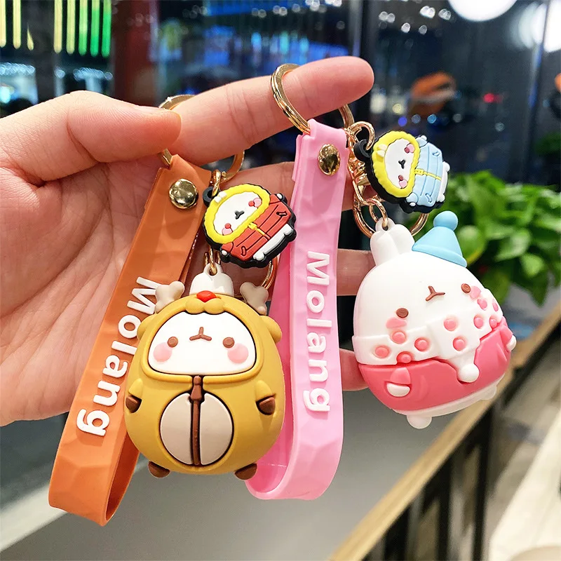 

New Product Three-Dimensional Rogue Rabbit Snowball PVC Cartoon Cute Doll Keychain Lovers Schoolbag Pendant Gift Key Chain Ring