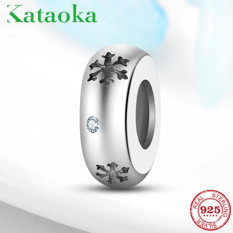 Бусины разделители со снежинками из стерлингового серебра 925 пробы для