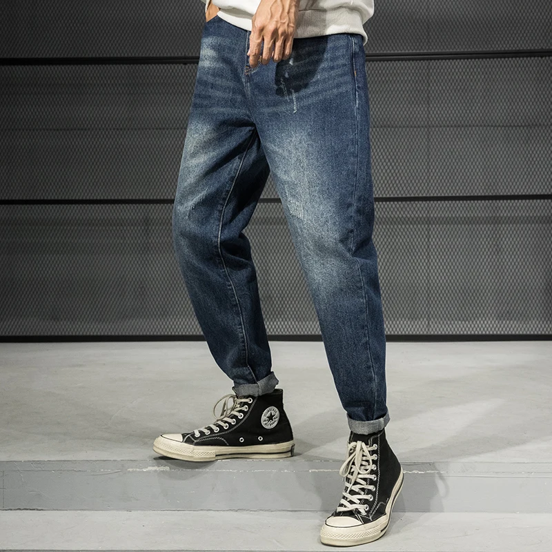 Джинсы мужские свободного покроя в стиле ретро модные штаны султанки японском