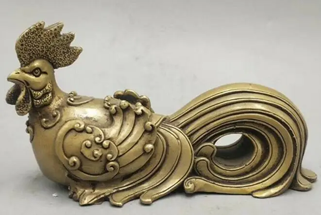 

Chinese Bronze Lovable Animal Chicken Rooster Cock Lucky Ruyi Wealth Statue
