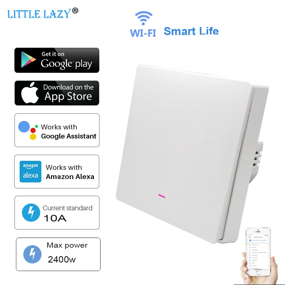 Умный переключатель Tuya 1 комплект плюшевый кнопочный Wi-Fi 100-240 В переменного тока