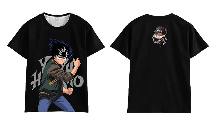 Японское аниме YuYu Hakusho Футболка мужская женская с коротким рукавом летнее платье мультфильм yu hakusho топы унисекс Harajuku футболка