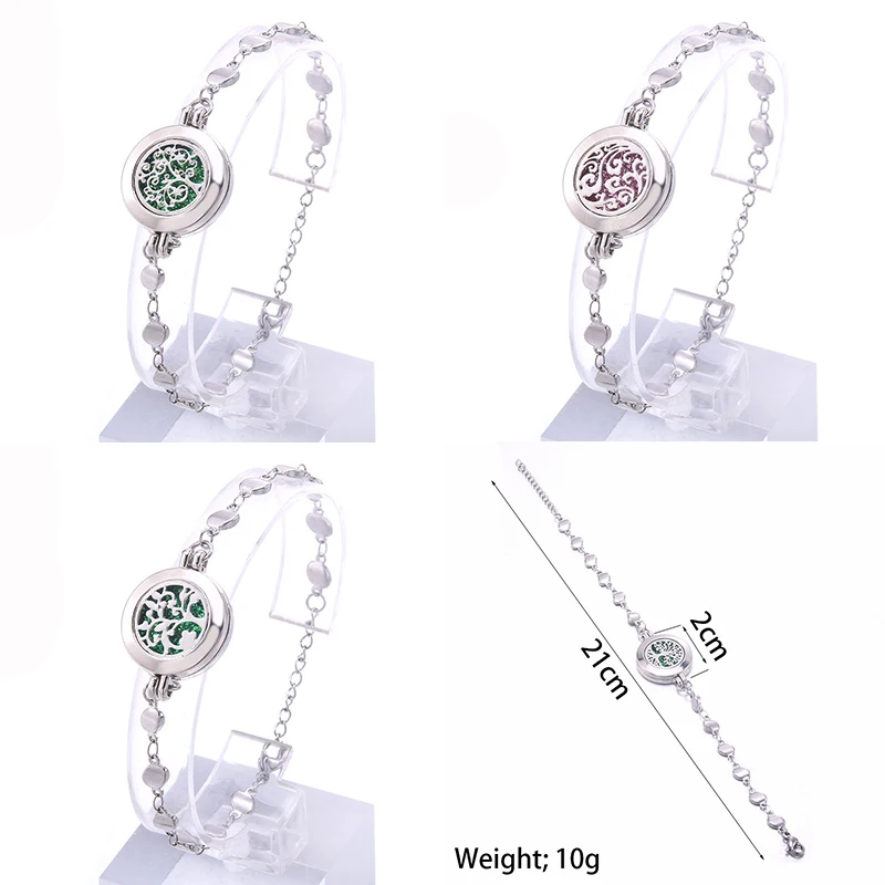 

Summer Fashion Aromatherapy Locket Bracelet 21MM Stainless Steel Bracelet Essential Oil Aroma Perfume Locket Diffuser Bracelet