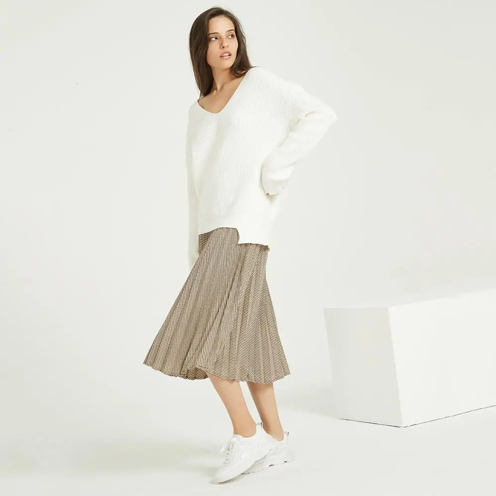 Wixra 2020 Новый базовый однотонный осенне-зимний свободный свитер с v-образным