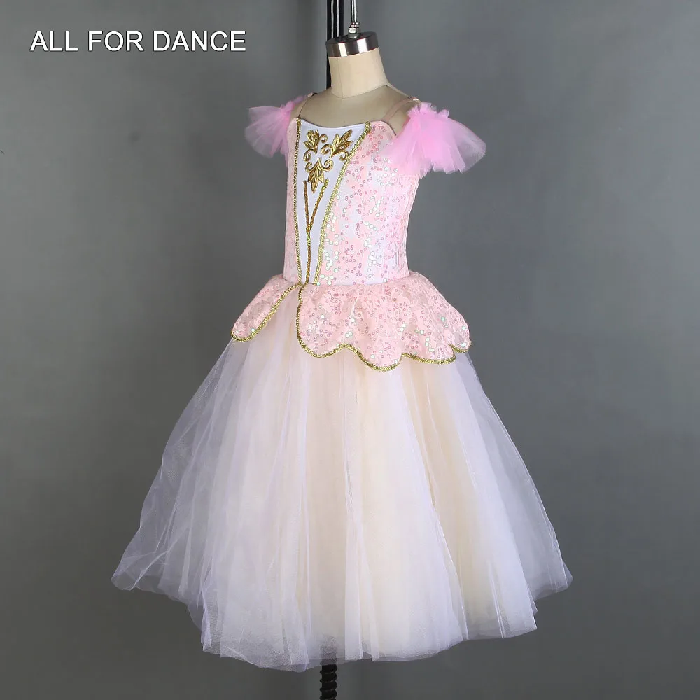 Романтическое Платье-пачка для танцев балерины розовый топ с блестками лиф тюлем