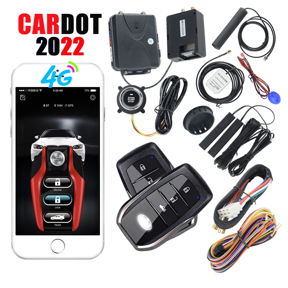 

CARDOT Gsm 4g gps Car Alarm Push Button Start Stop Key Remote Start Engine Phone Remote Control