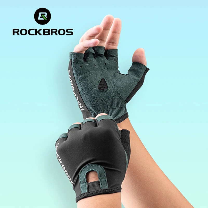 

ROCKBROS Cycling Gloves Breathable Sweat-Wicking Net Bicycle Half Gloves Men Women High Stretch Fabric Sports Bike Gloves