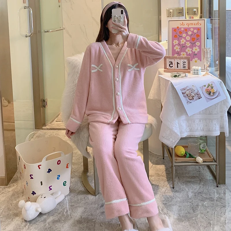 Пижама женская осенне-зимняя Милая Камея бархатная Новинка 2021 года в стиле