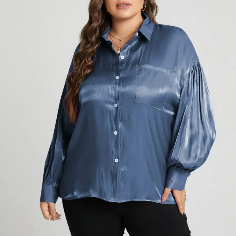 

ZANZEA OL Elegant Women Blouses Shirts 2022 Autumn Casual Solid Puff Sleeve Female Lapel Collar Loose Tops Plus Size Tunic Blusa