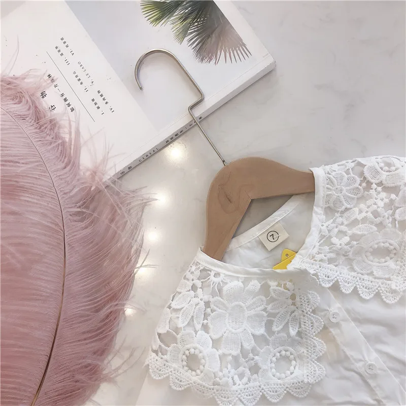 Детские белые рубашки для девочек блузки с длинными рукавами и оборками Осенняя