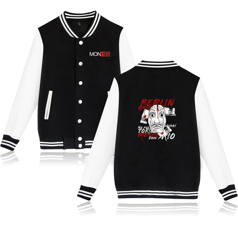 Money Heist La Casa De Papel Baseball Jacket Coat Fashion Men Women Hoodie Sweatshirts Long Sleeve Homme Hoodies Jackets Top 4XL | Мужская