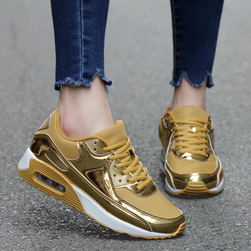 Men Casual Shoes Plus Size Height Increasing Sneakers Gold Silver Fashion Unisex Air Mesh Trainers Lace Up 7tyh7 |