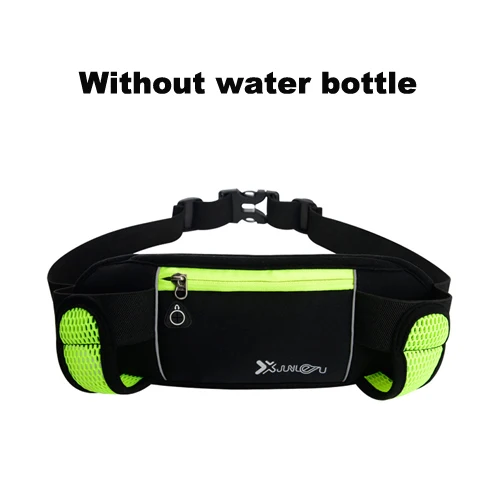 Green Running Bags Waist 2 Water Bottle Outdoor Camping Hiking Fitness Man Women Gym Lightweight Belt Bag Female Sports Fanny Packs - Цвет: Green