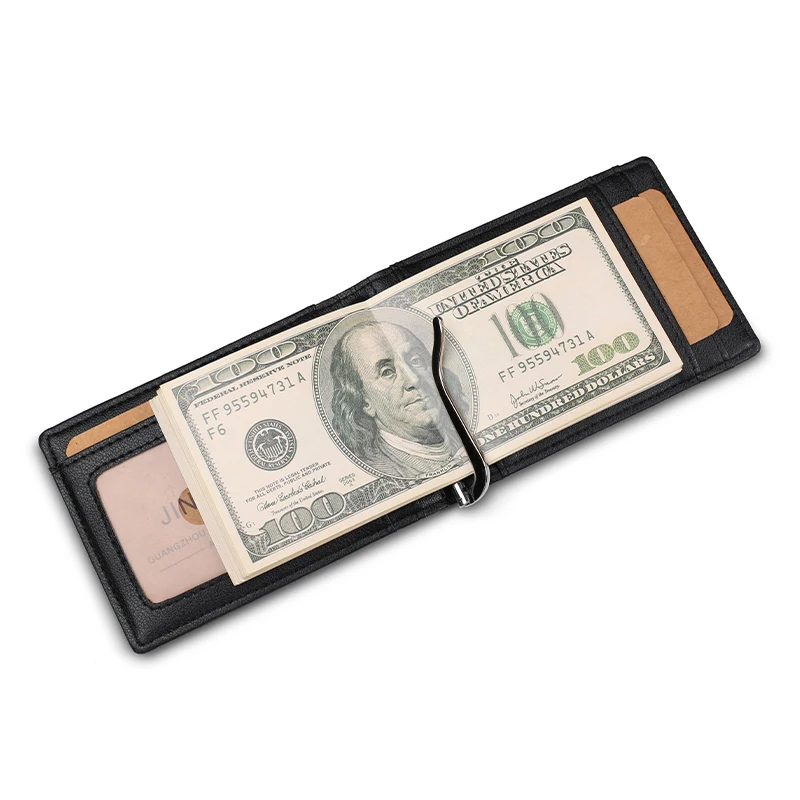 

Mens RFID Blocking Slim Bifold Wallets for Men with 1 Money Clip 1 window Position 3 Id Card position 3 Hidden position