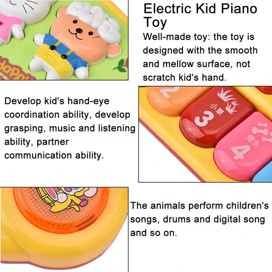 Musical Instrument Toy Baby Piano Toys Kids Cute Animal Developmental Music Educational For Children Gift | Игрушки и хобби