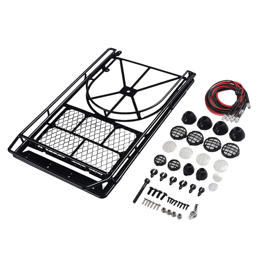 

1/10 RC Luggage Rack Installation Kit with 4 LED Lights, 6 Lids