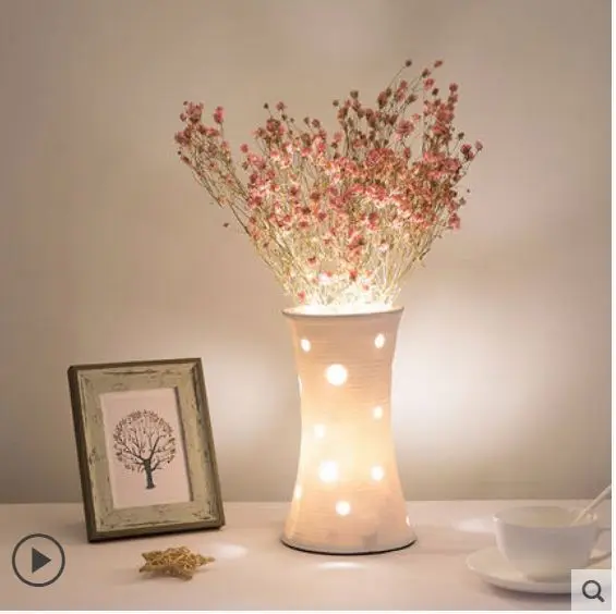 Creative small table lamp bedroom bed room ceramic flower arrangement gift warm romantic decoration lamp