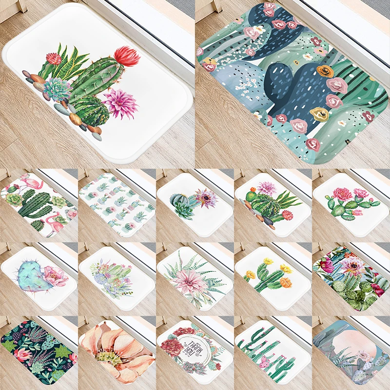 

Кактусами для Кухня вход 40*60 см дверной коврик из бархата кораллового цвета с ковер коврик красочные Крытый коврики Противоскользящий ковр...