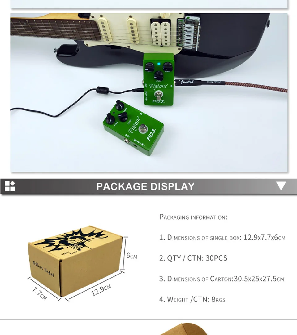 Pigtone PP-09 fuzz гитарный эффект педаль Акустическая Электрогитара аксессуары эффекты Педали реальные bypas