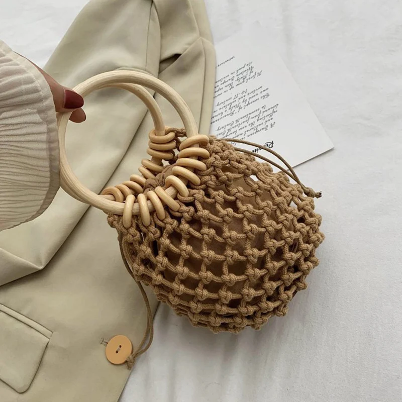 

Ring handle grid Design Totes For Women 2020 Handbags and Purses Female Summer Travel Mini Hand Bag Fashion Weave Tote Bag