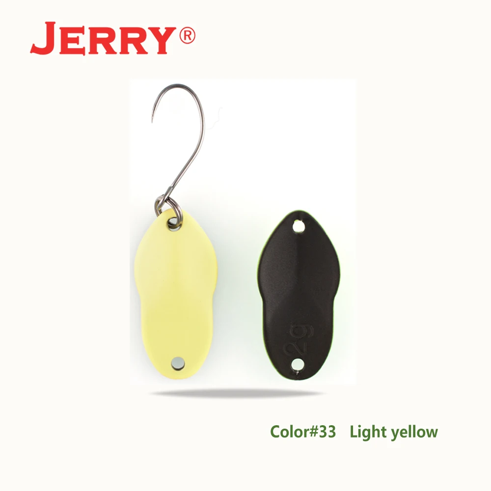 Light yellow Jerry 2 г 3 г микро рыболовные приманки сверхлегкие латунные металлические жесткие приманки один крючок пресноводная зона форель Щука окунь ложка безделушка pesca - Цвет: Light yellow
