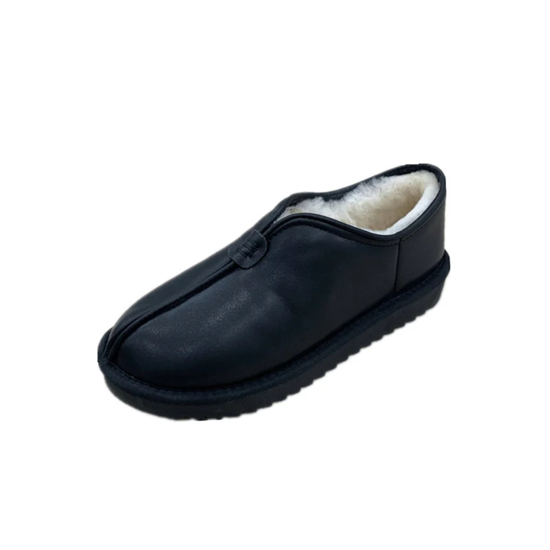 

Новинка зимние кожаные теплые черные мужские Ботинки утепленные меховые встроенные зимние ботинки женская повседневная обувь из чистой ше...