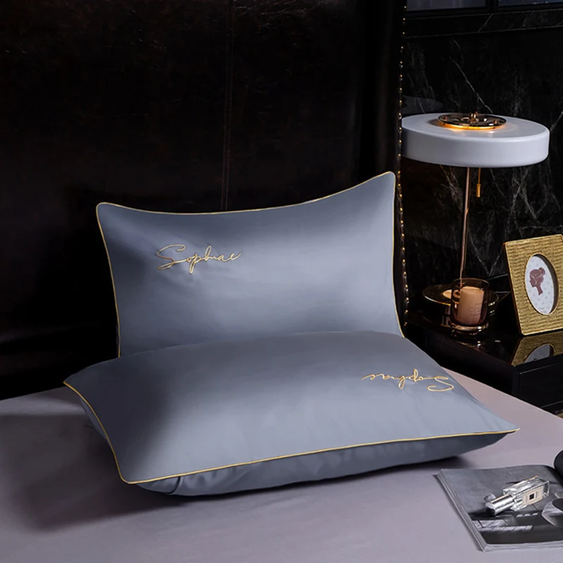 

Promotion 2pcs 100% Cotton Pillow Case Solid Color Bed Pillowcases Standard Cover Bedding Bedroom Pillowcase
