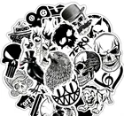 50 шт.упак. рок-рулон музыкальная черная белая наклейка s панк крутая ретро-гитара Чемодан для скейтборда DIY наклейки на автомобильный шлем