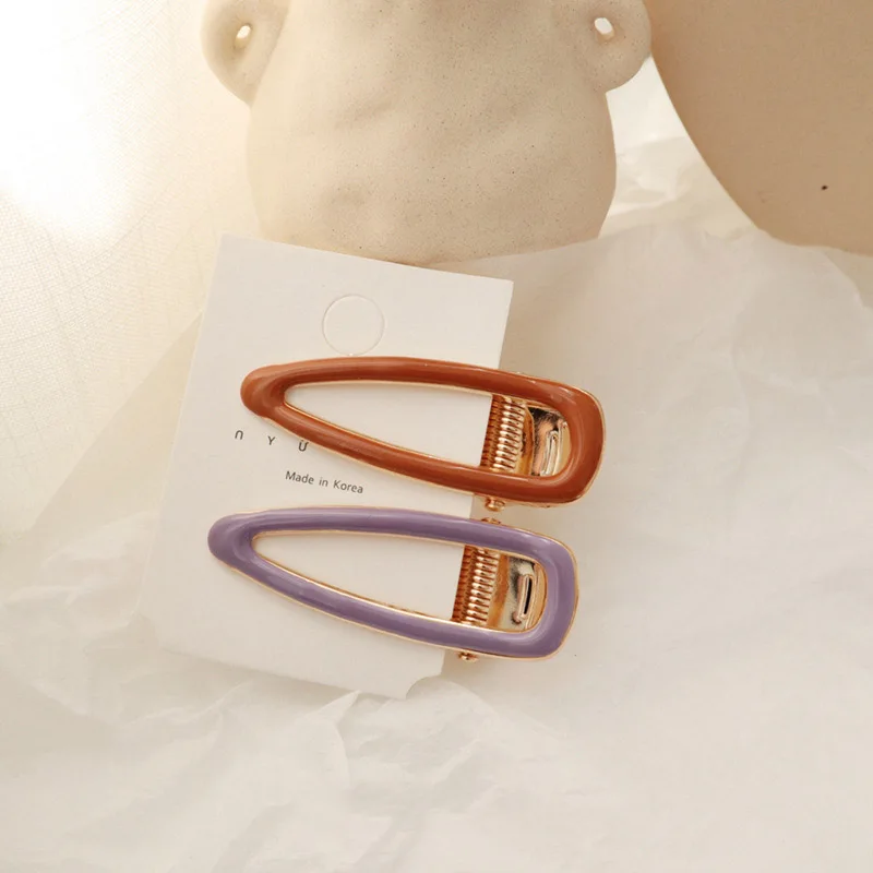 

2pcs Resin Geometric Rectangle Hair Clips Candy Color Waterdrop Hairpins Barrettes For Women Hair Accessories Hairgrip