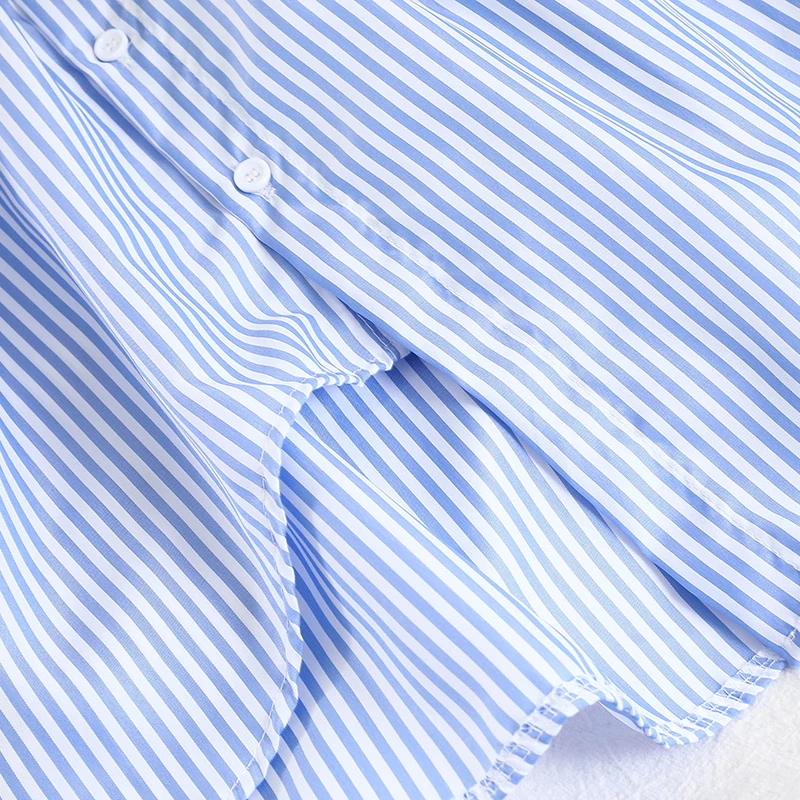 

V559 temperament new product color matching striped shirt design feeling small web celebrity show thin joker coat dress