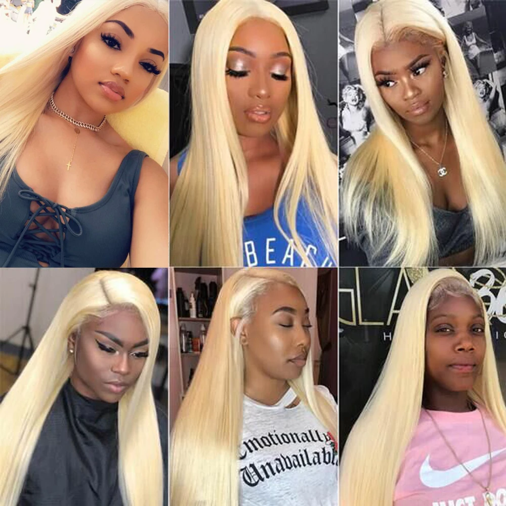 

613 Blonde Straight 13x4 Lace Front Wig Remy Glueless Brazilian Lace Frontal Human Hair Wigs Pre Plucked With Baby Hair 150%