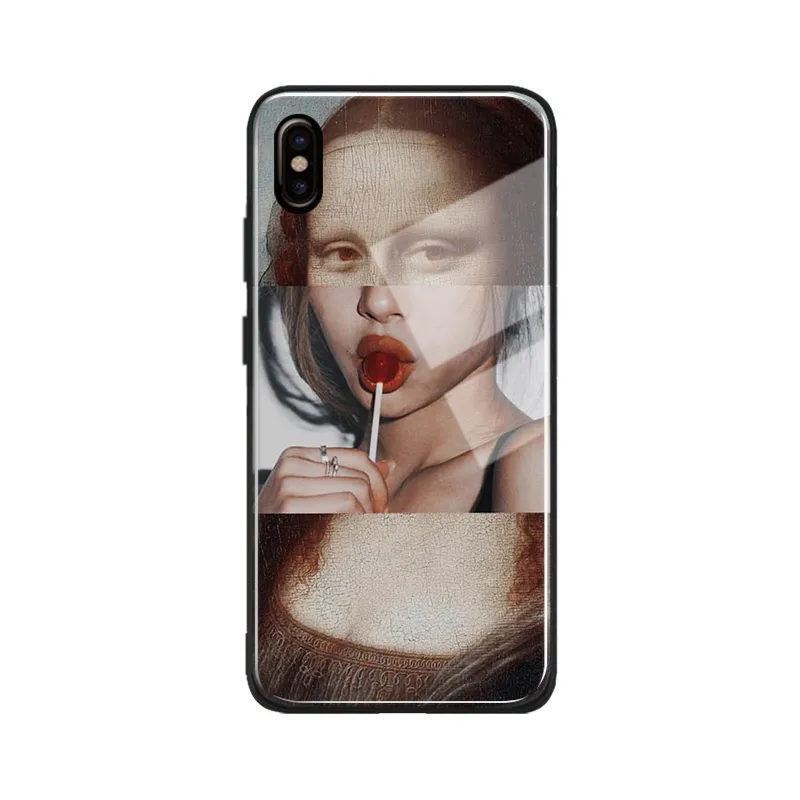 Забавный Модный мягкий силиконовый стеклянный чехол для телефона Mona Lisa Spoof iPhone SE 6