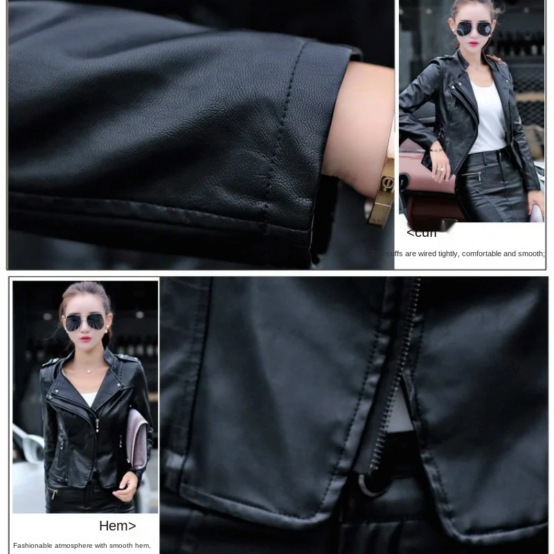 

2020 autumn and winter new leather jacket women's short leather jacket thickened and cotton PU ladies leather fashion trend