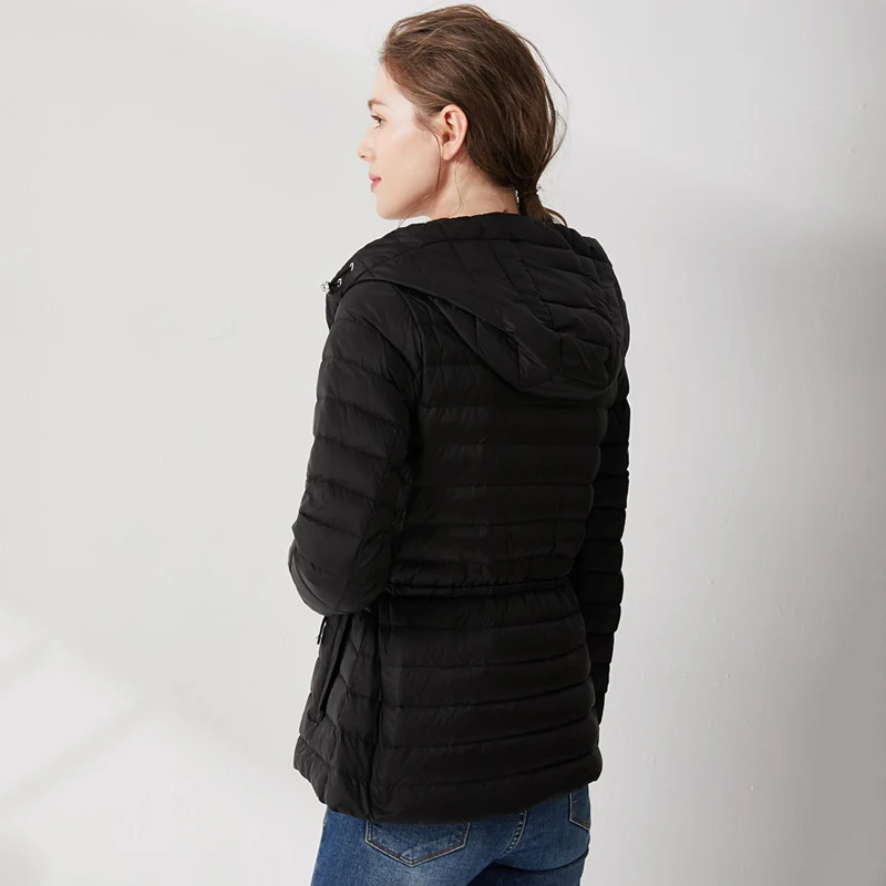 

fitaylor Winter Ultra Light 90% White Duck Down Parka Women Hooded Plus Size Jackets Casual Warm Female Slim Tie Up Outwear