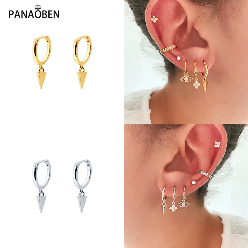 

Женские серьги с фианитами PANAOBEN, серьги-кольца с искусственным цирконием для глаз, подарок на день рождения из стерлингового серебра 925 проб...
