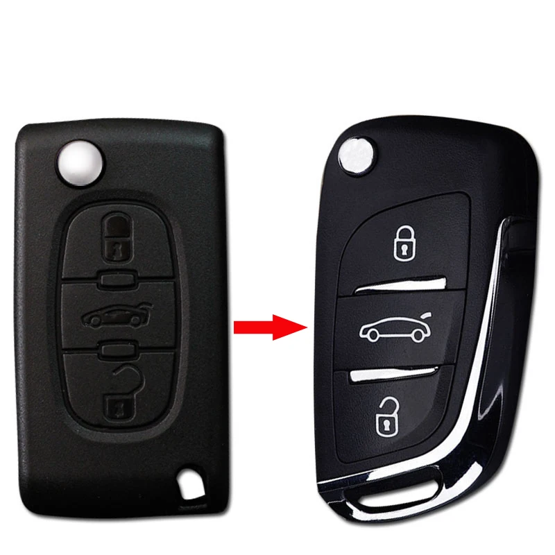Car Modified Flip Folding Key Shell FOB 3 Buttons for Peugeot 307 308 408 107 207 307S 407 CE0536 Remote Case with Logo
