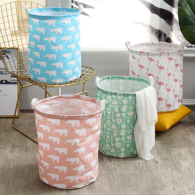 

Cartoon Laundry Hamper Dirty Cloth Basket Printing Waterproof Washing Bag Foldable Storage Organizer Save Space Bathroom Home