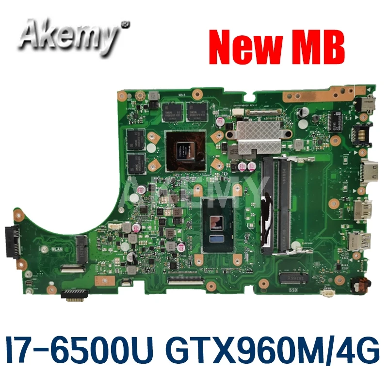

Материнская плата для ноутбука For Asus X756UW X756UQK X756UQ X756UR X756UWK X756UV X756UXM X756U I7-6500U GTX960M/4GB DDR4