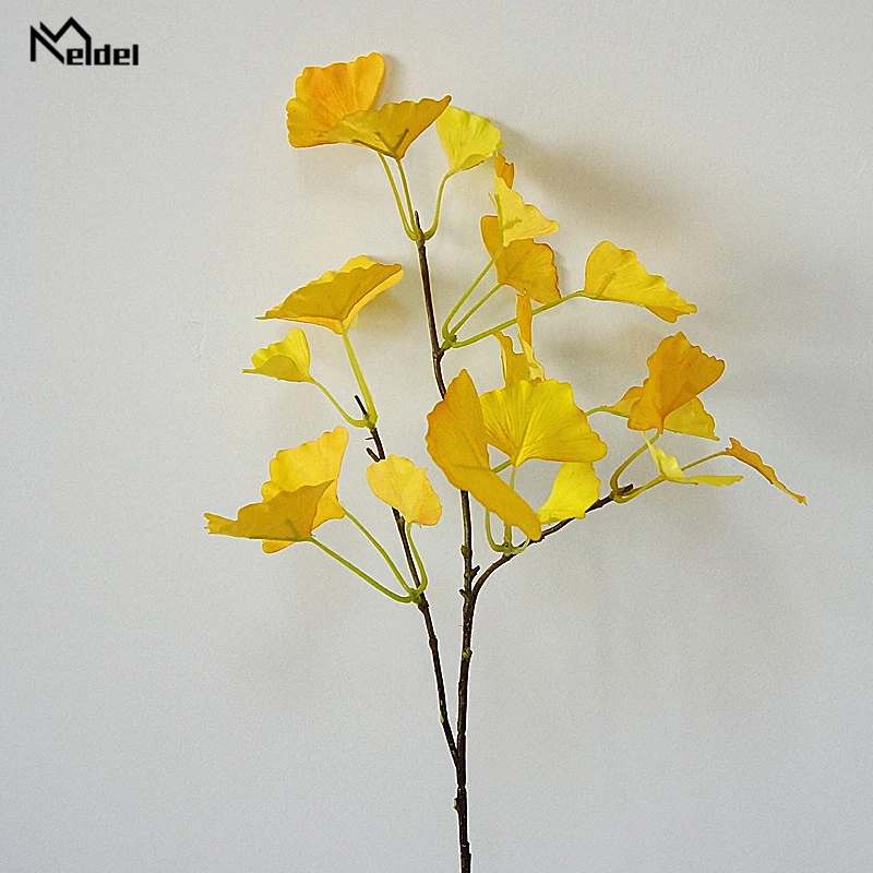 Искусственные листья гинкго Meldel 3 вилки дерево Maidenhair растение ручной работы для