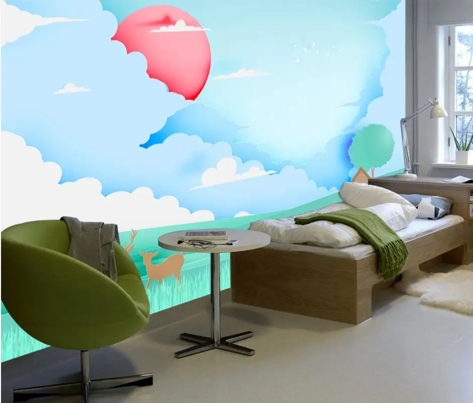 

AINYOOUSEM 3D мультфильм теплая бумага вырезанные фотообои обои 3d обои стикеры на обои