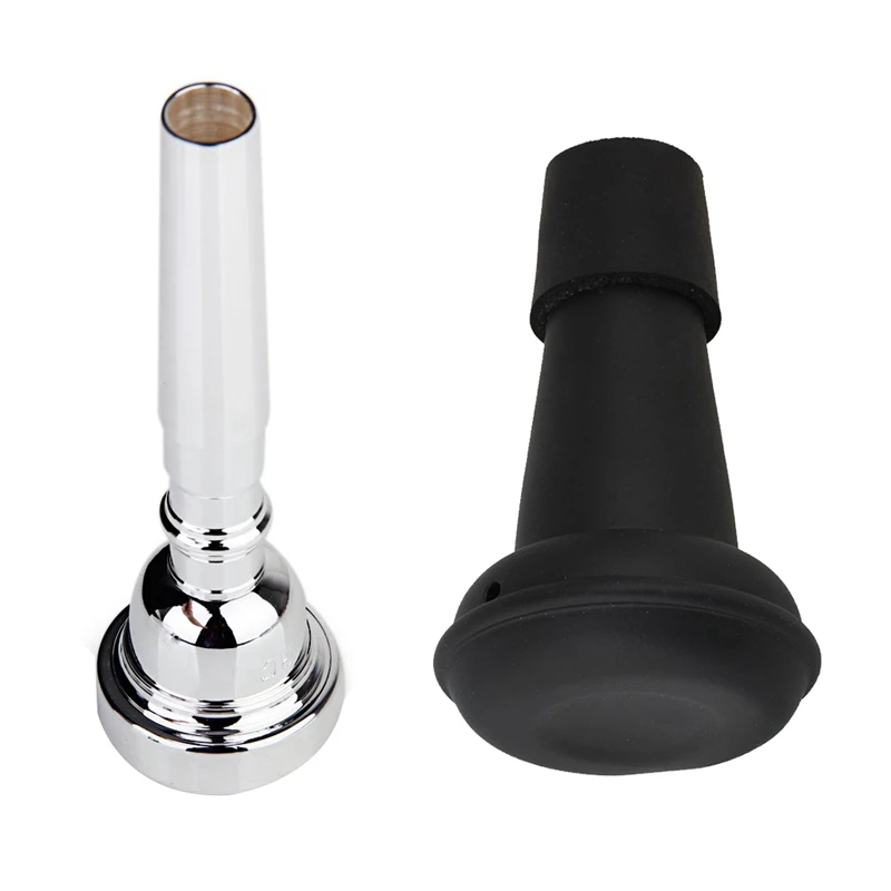 

2 Pcs Trumpet Parts:1 Pcs Mouthpiece 3C Copper Silver & 1 Pcs Practice Trumpet Mute