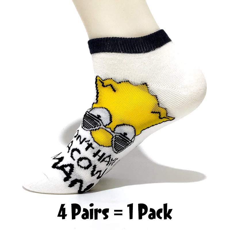 4 Pairs-10 4 пар/упак. Новые мужские носки хлопковые с забавным рисунком для семьи новые милые носки до лодыжки забавные счастливые носки с животными женские Тапочки - Цвет: 4 Pairs-10