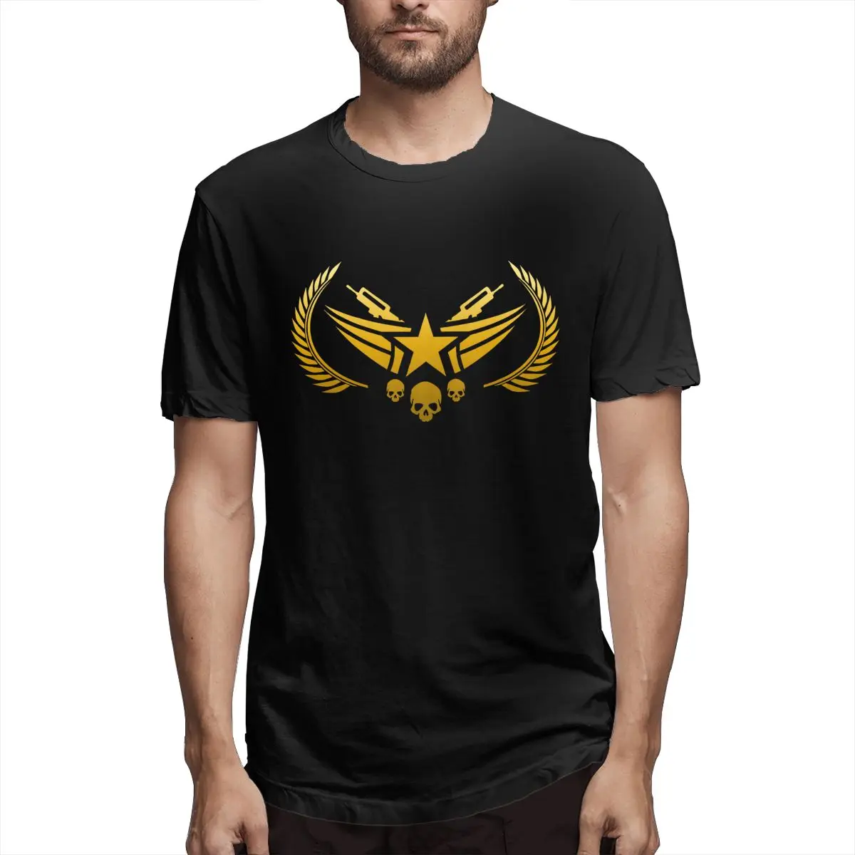 

Nova Rank With FAMAS Counter StrikeGlobal Offensive Essential Awesome Tees Short Sleeve Round Neck T-Shirt Cotton Party Clothing