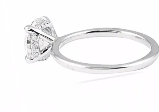 White Gold Plated Silver Halo Synthetic Moissanite Accent Semi Mounted Ring | Украшения и аксессуары