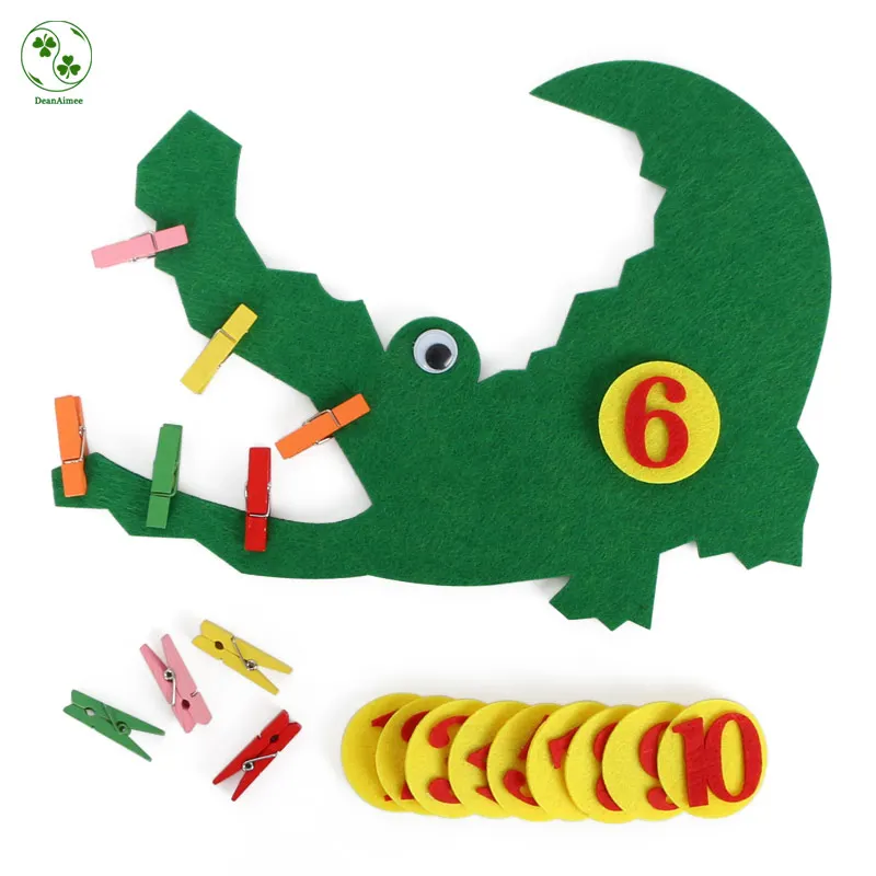 

Детский фетровый крокодил ручной работы, зажим для раннего обучения по номерам 1-10, набор «сделай сам» из фетра 27*20 см